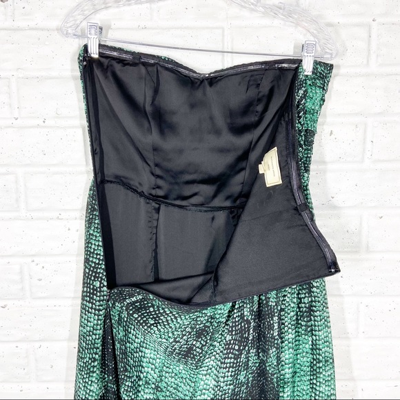 MOULINETTE SOEURS Green patterned Strapless Maxi Dress with Flutter Skirt - Picture 6 of 15